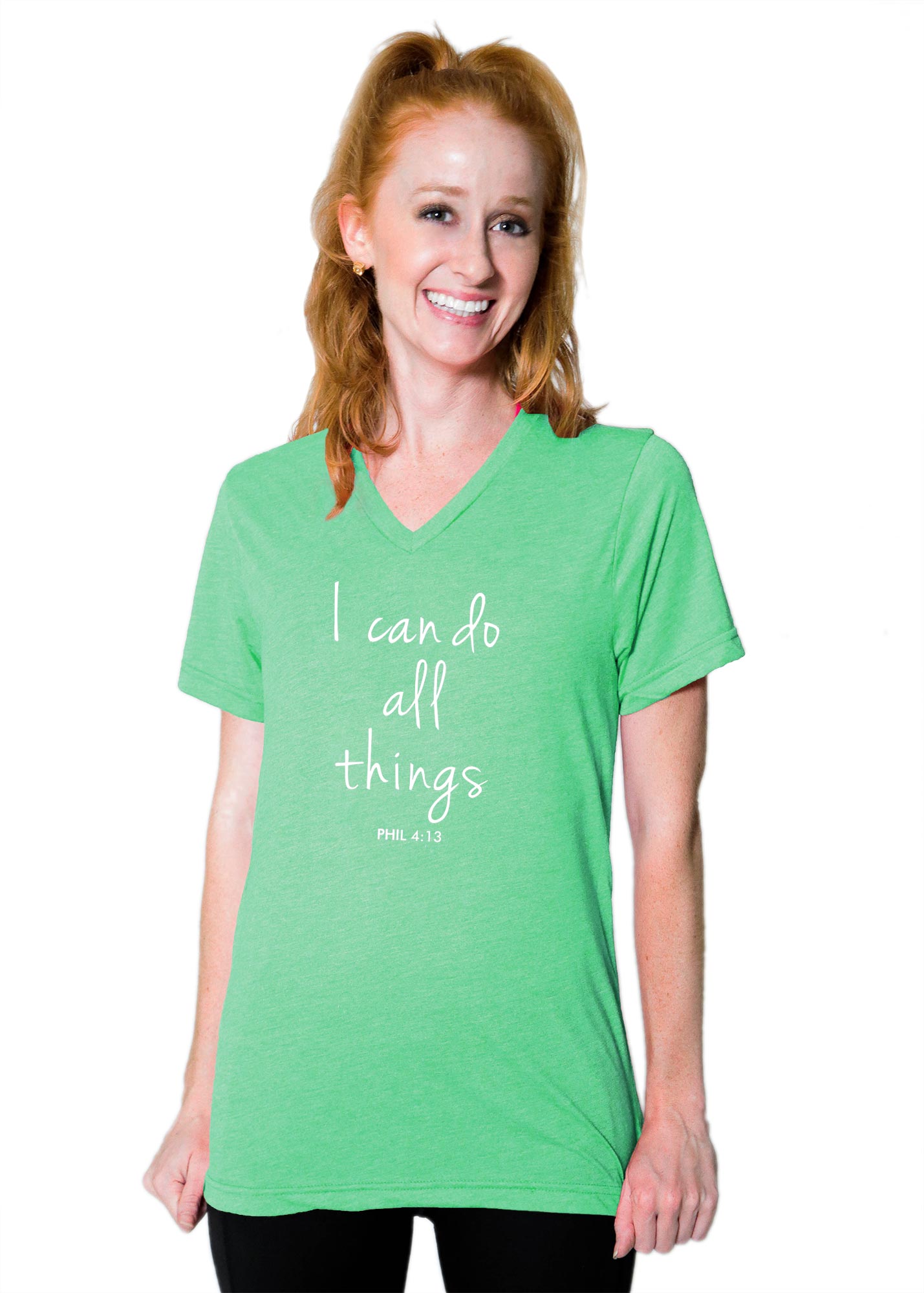 Boyfriend V Neck Tee - "I Can Do All Things"