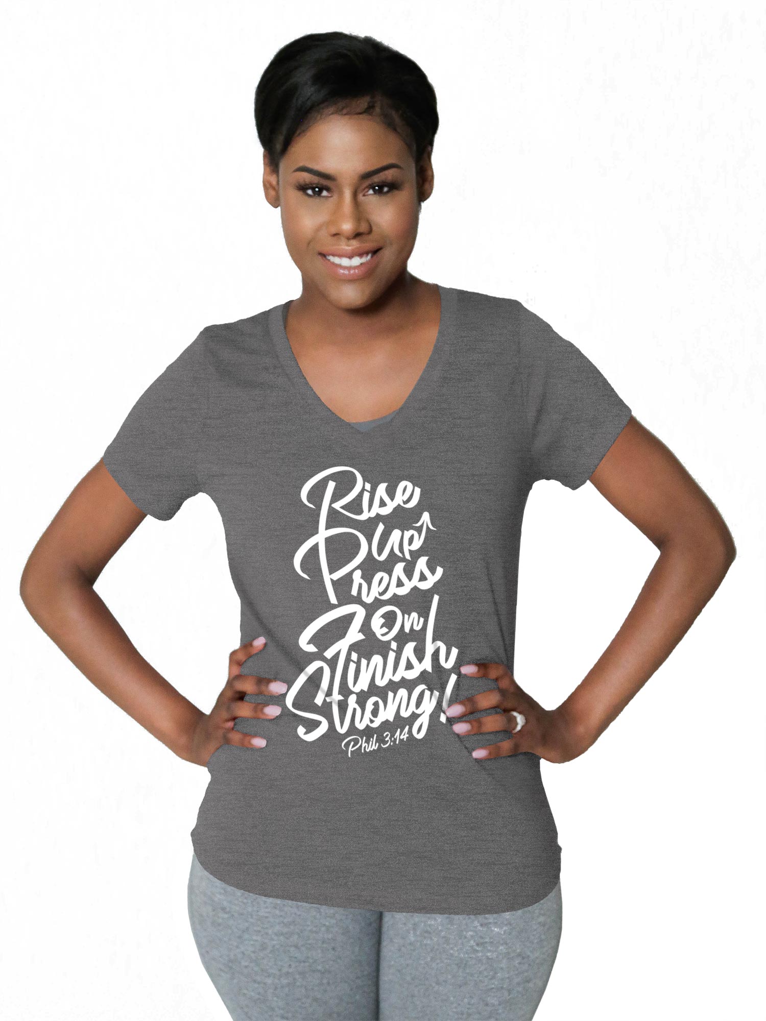 V Neck Tri-Tec™ Performance Tee - "Rise Up"